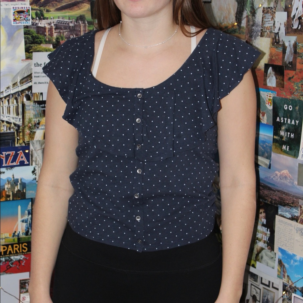 Blue Polk-a-dot blouse